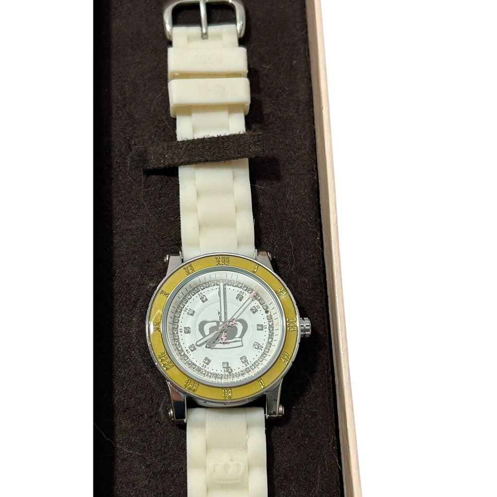 Juicy Couture Midsized 38mm Women's Crystal Face Watch Silver Stainless Silicone - Picture 6 of 10